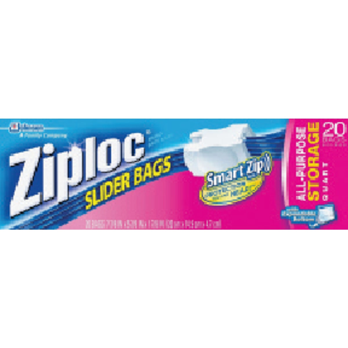 20-Ct. Quart Size Easy Zipper Storage Bags