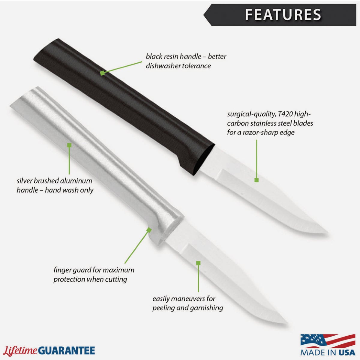 Rada Peeling Paring Knife, Silver Image 2