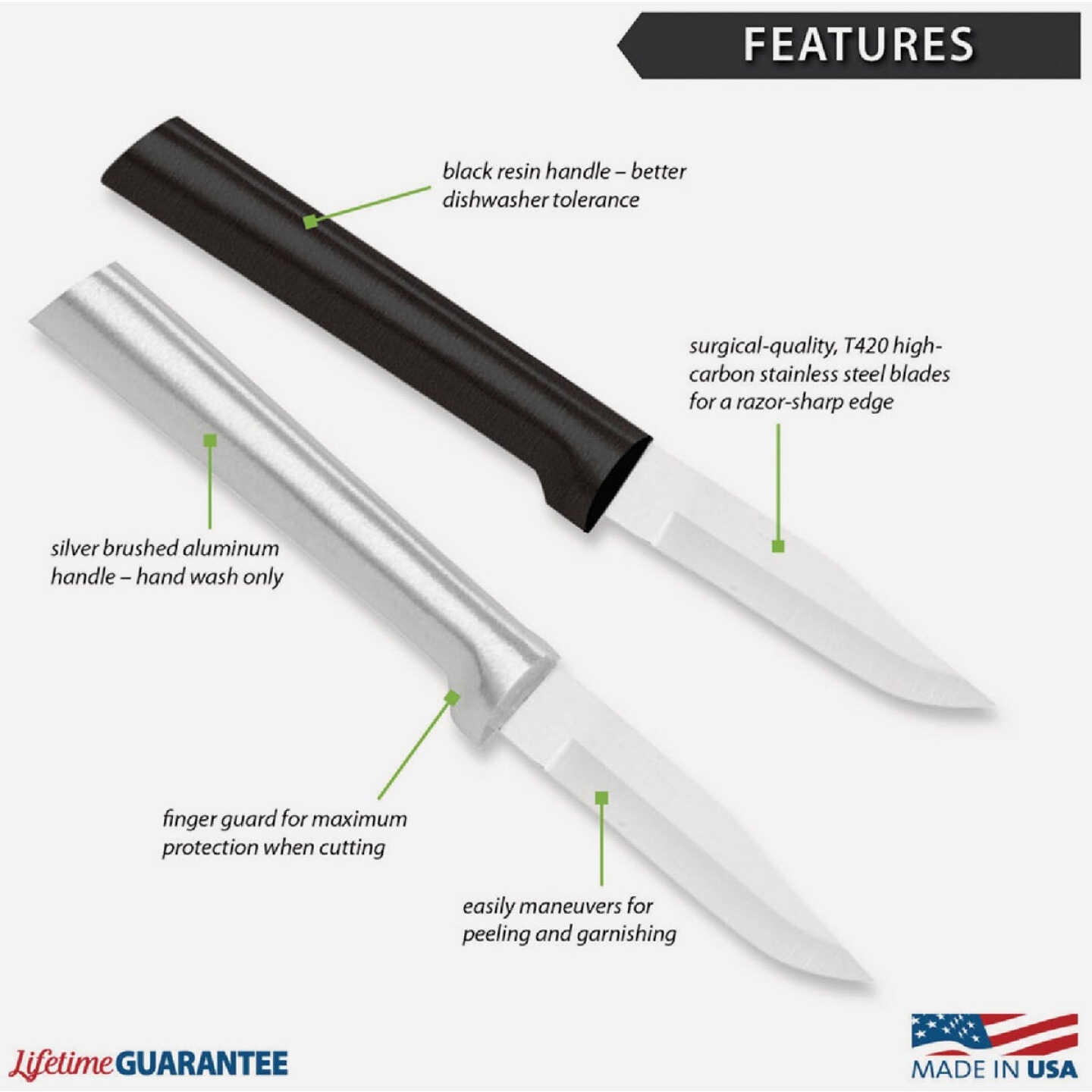 Rada Peeling Paring Knife, Silver Image 2