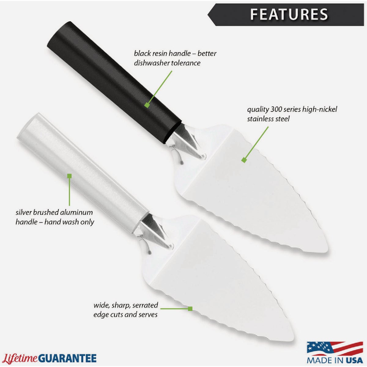 Rada Serrated Pie Server, Silver Image 2