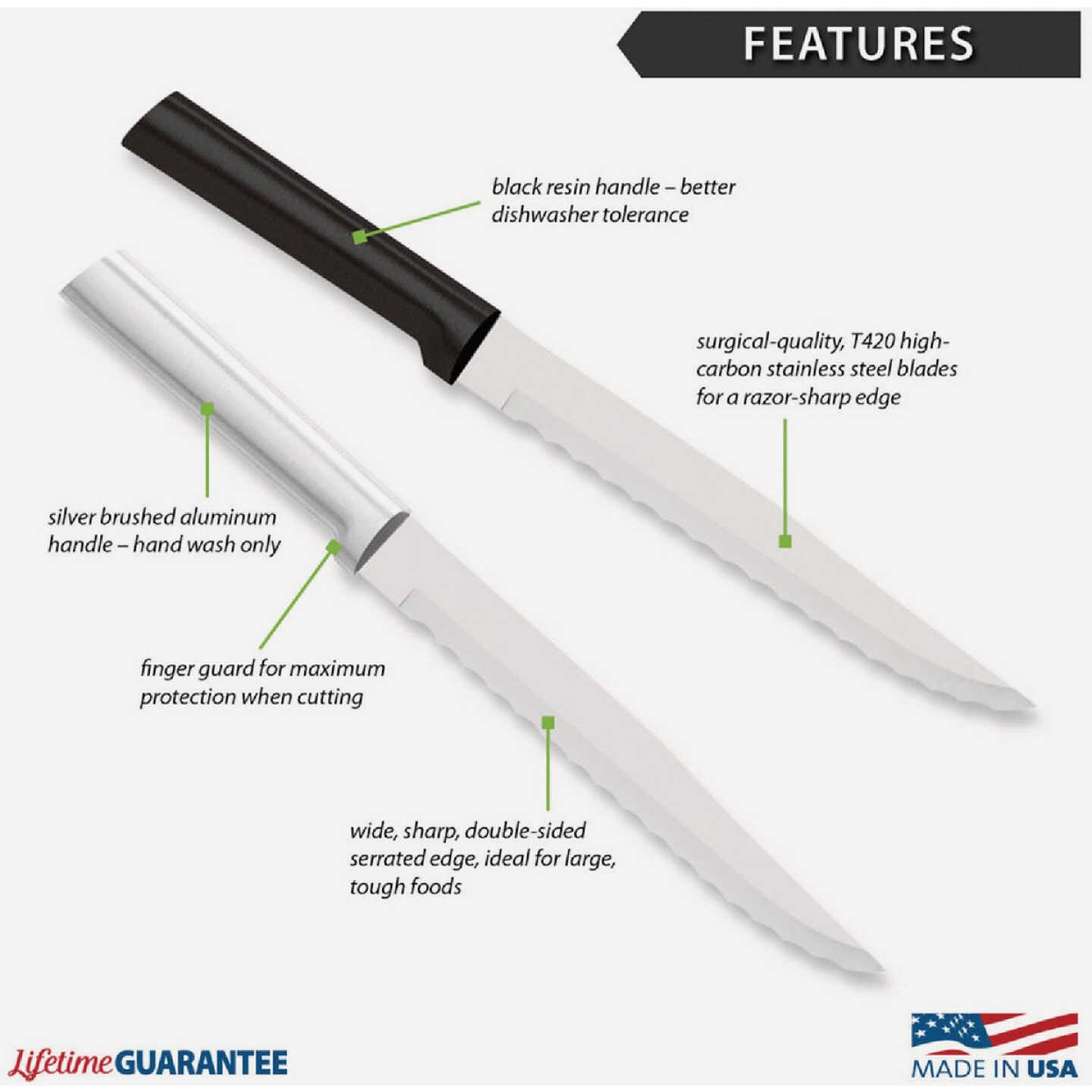 Rada Serrated Slicer Knife, Silver Image 3