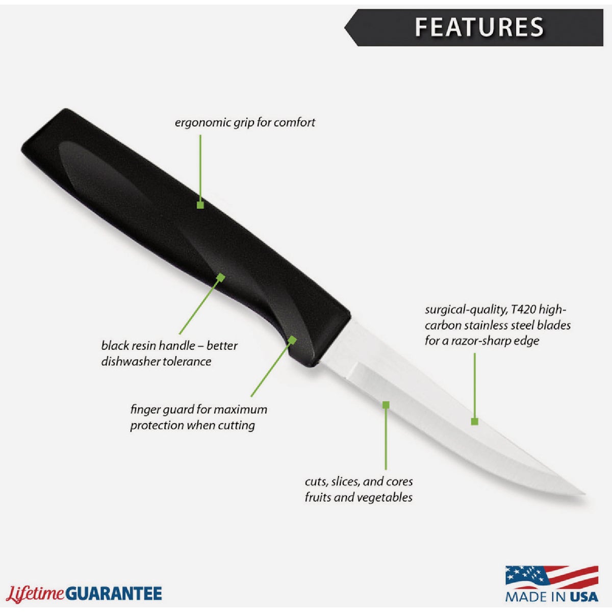Rada Anthem Wave Heavy Duty Paring Knife, Black Image 2