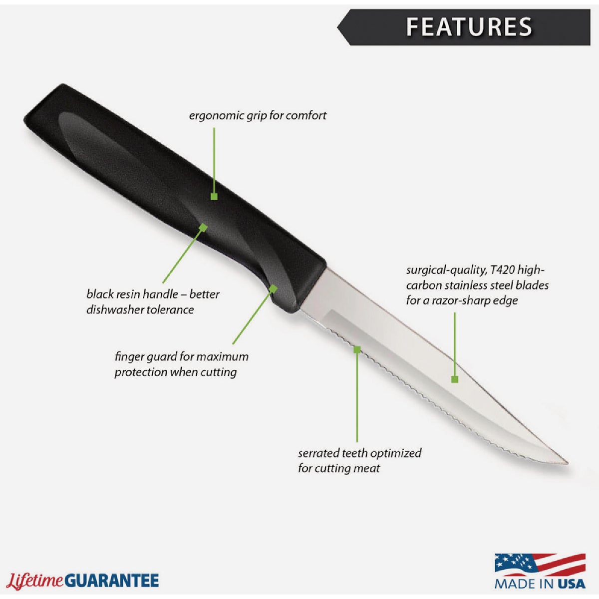 Rada Anthem Wave Serrated Steak Knife, Black Image 3
