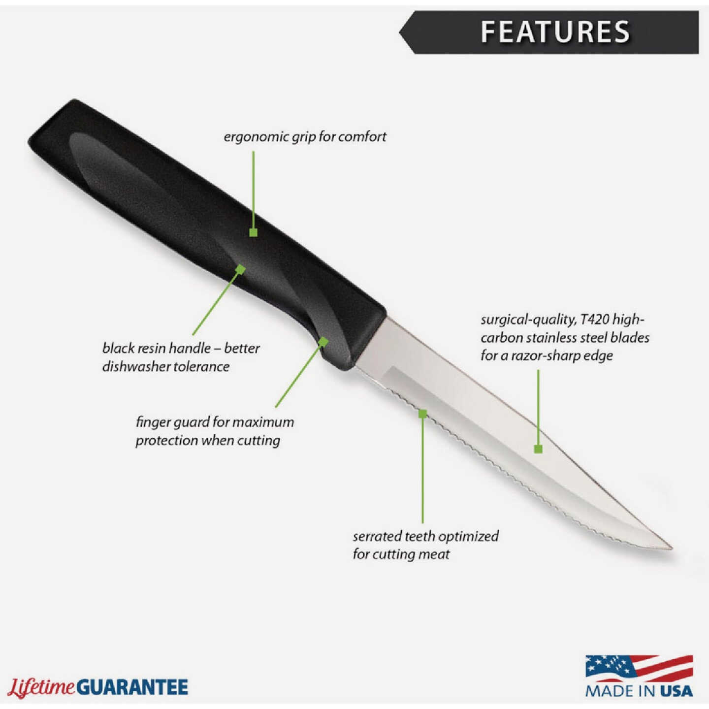 Rada Anthem Wave Serrated Steak Knife, Black Image 3
