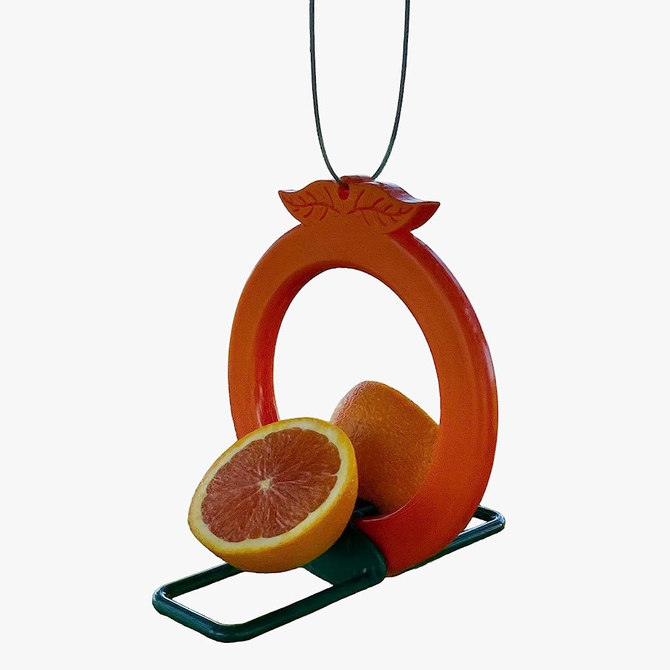Songbird Essentials Two-Sided Double Orange Fruit Oriole Bird Feeder