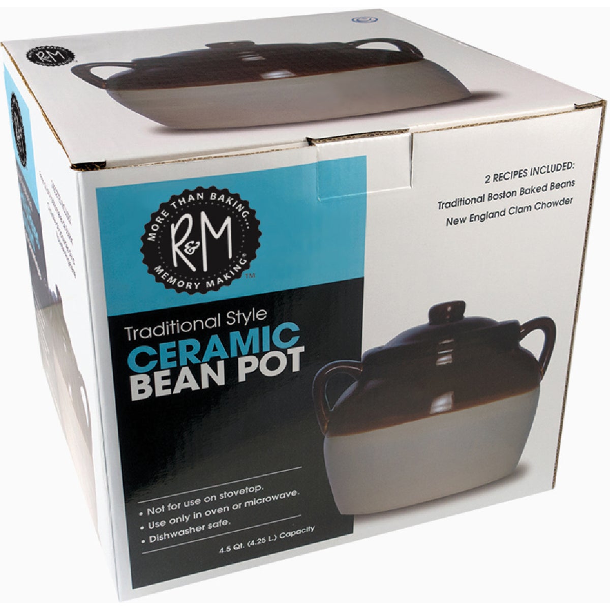 R&M 4.5 Qt. Brown/Tan Bean Pot Image 2