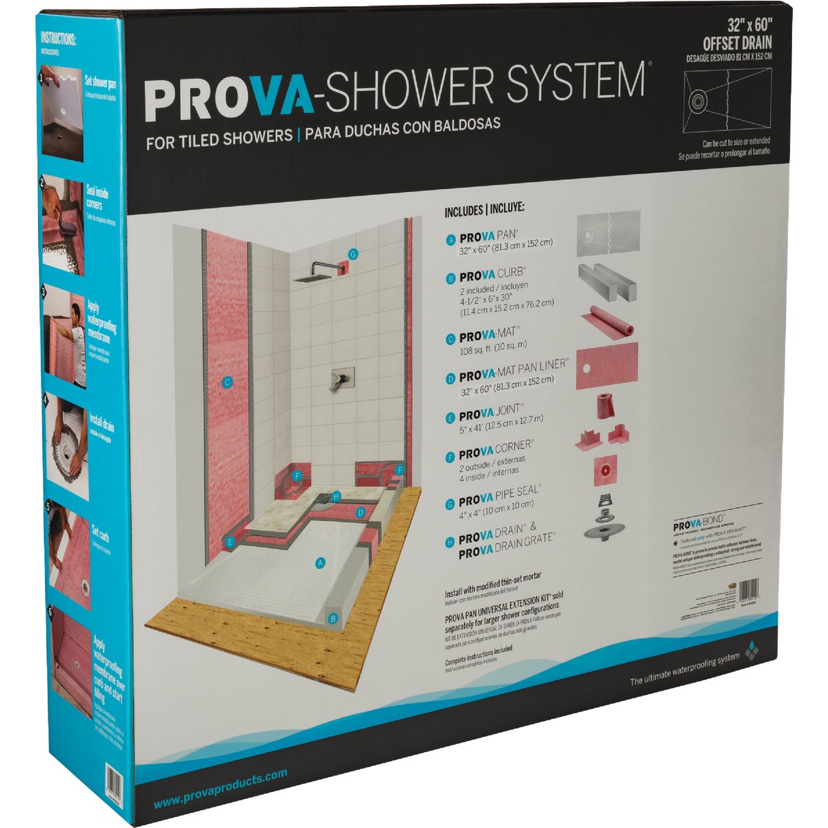 M-D Building Products PROVA 32 In. x 60 In. Offset Drain Shower Kit