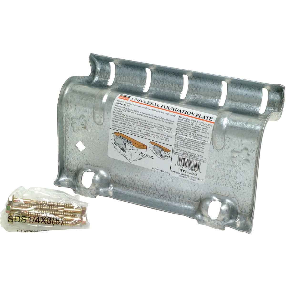 URFP 10-5/8 in. x 6-1/4 in. Universal Retro Foundation Plate with Screws