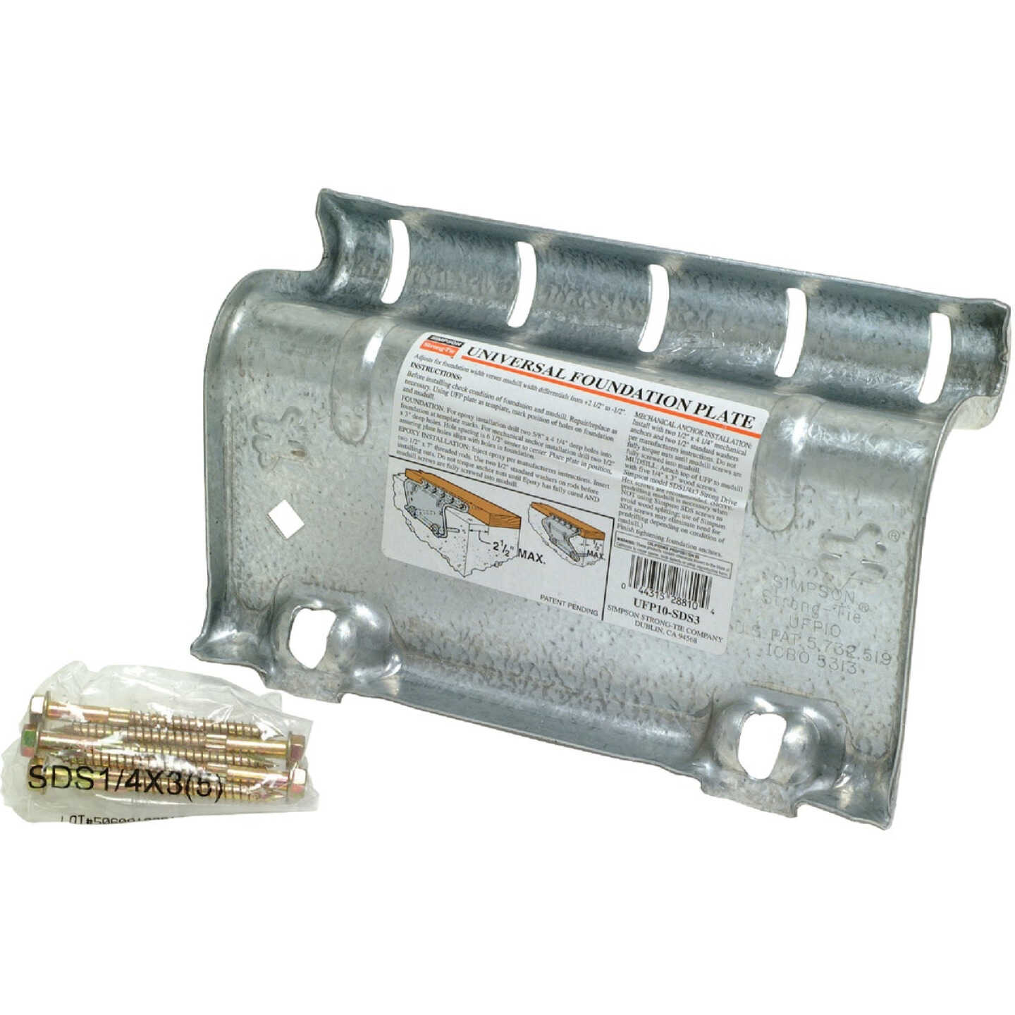 URFP 10-5/8 in. x 6-1/4 in. Universal Retro Foundation Plate with Screws Image 1