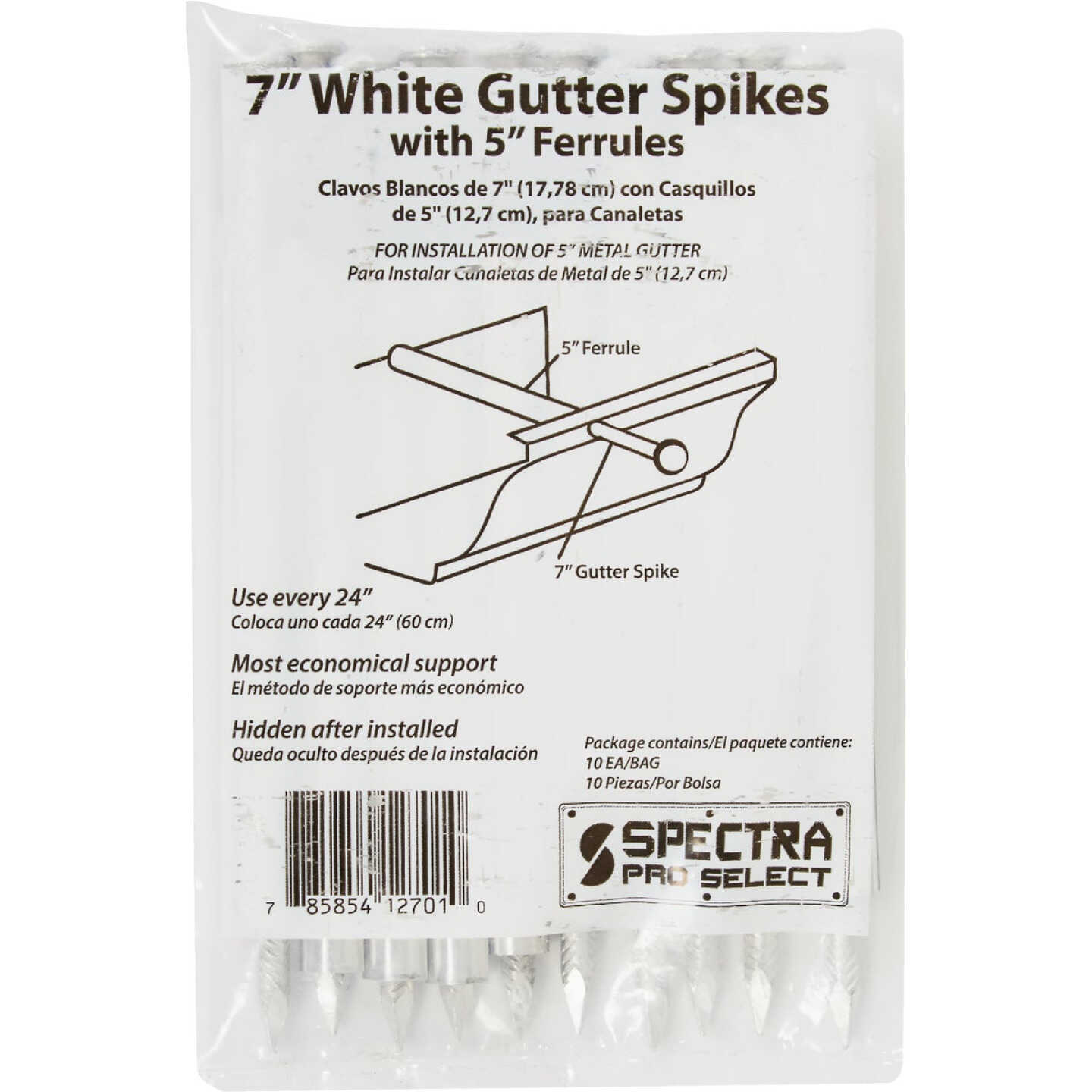 Spectra Metals 7 In. Aluminum White Gutter Spike And Ferrule, (10-Pack) Image 2