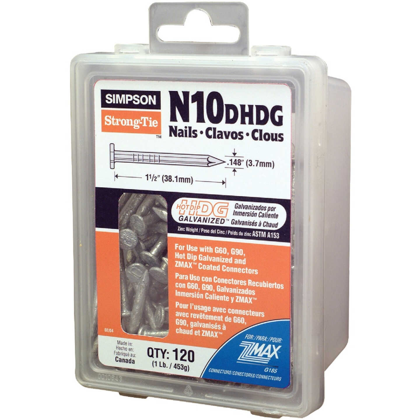 Simpson Strong-Tie 10d x 1-1/2 In. 9 ga Hot Dipped Galvanized Joist Nails (120-Count, 1 Lb.) Image 1