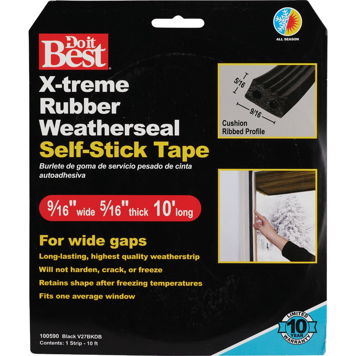 Do it Best 9/16 In. X 10 Ft. Black X-Treme Rubber Weatherstrip Tape Image 2