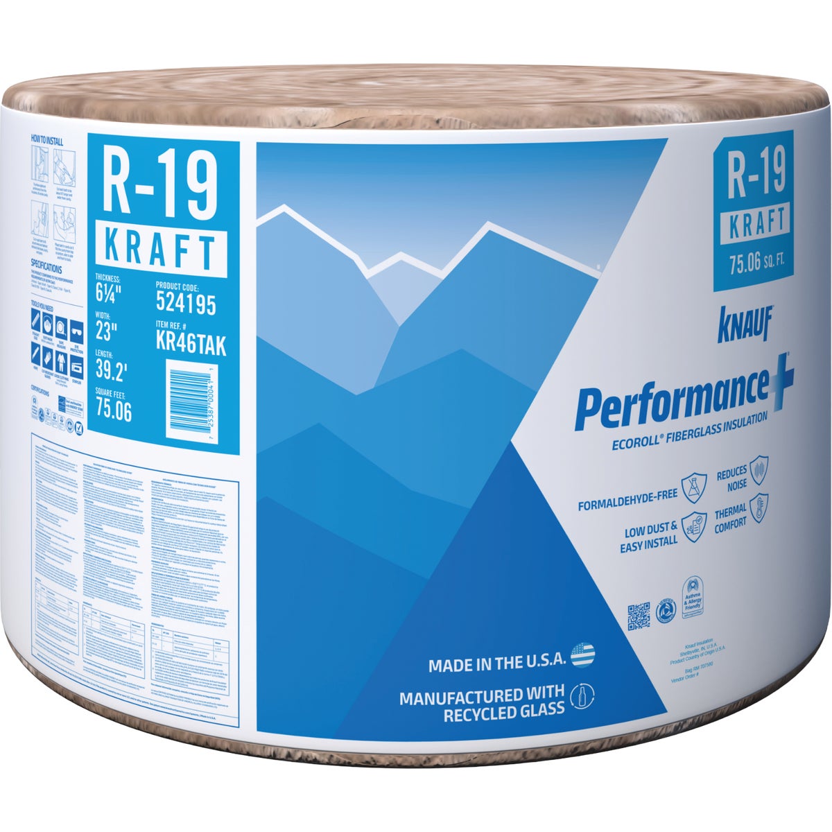 Knauf R-19 23 In. X 39.16 Ft. Standard Kraft Faced Roll Fiberglass Insulation