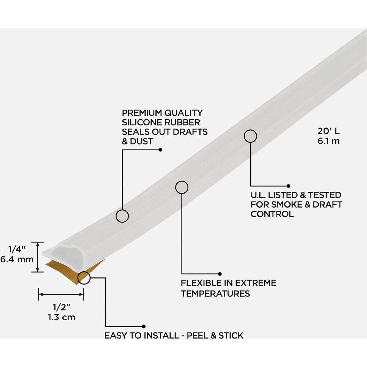 M-D Building Products 20 Ft. White Silicone Gasket Seal for Doors and Windows Image 2