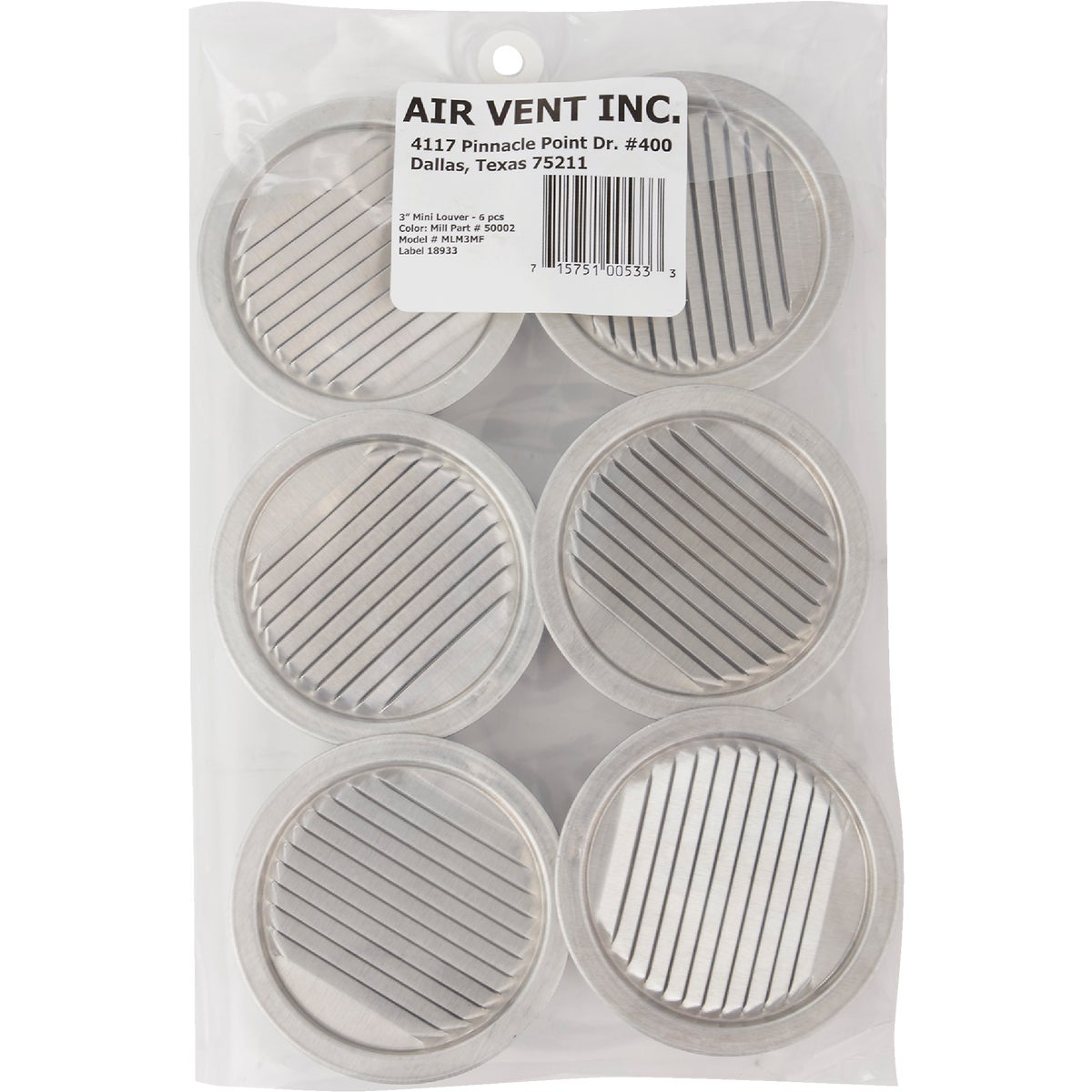 AirVent 3 In. Aluminum Mini Louver Soffit Vent (6 Count) Image 3