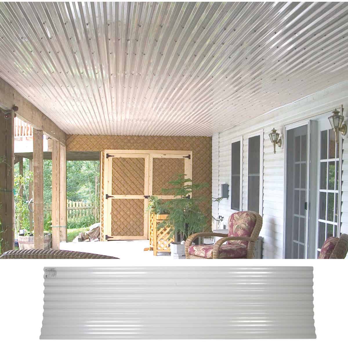 Tuftex Vinyl 26 In. x 10 Ft. Opaque White Square Wave Vinyl Corrugated Panels