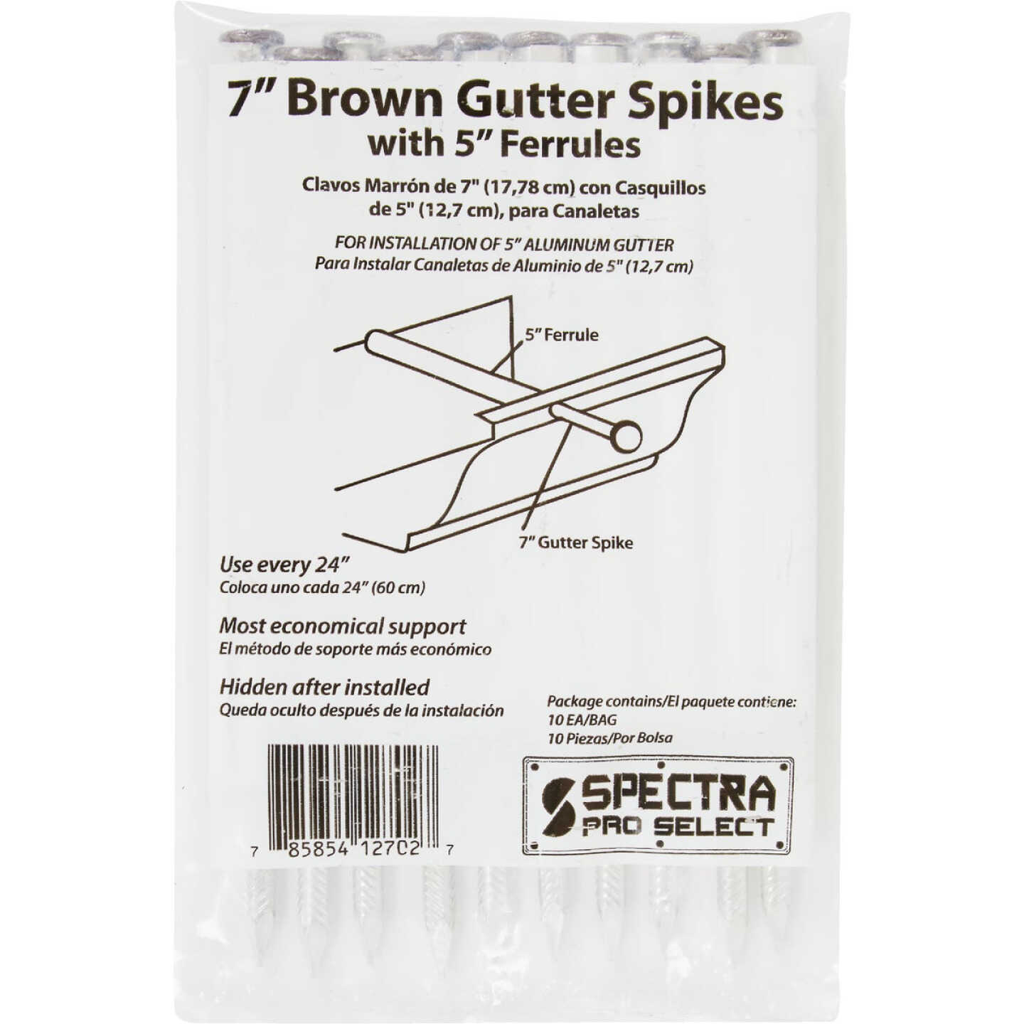 Spectra Metals 7 In. Aluminum Brown Gutter Spike And Ferrule, (10-Pack) Image 2