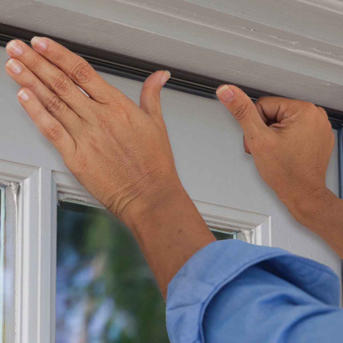 M-D Building Products Aluminum and Vinyl CINCH Self-Adhesive Top and Sides Door Seal Kit, Bronze Image 4