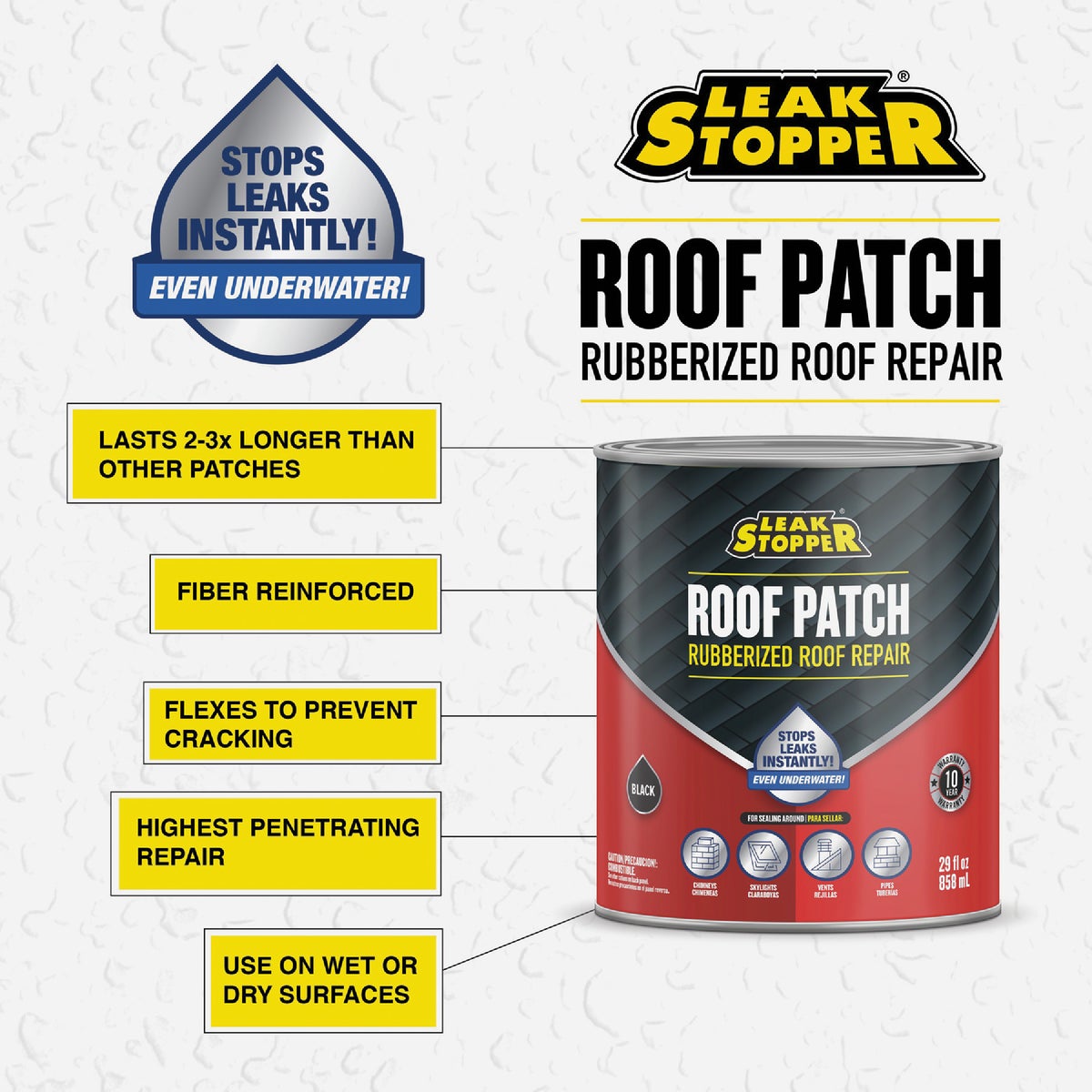 Black Jack Leak Stopper 1 Qt. Rubberized Roof Patch Image 8