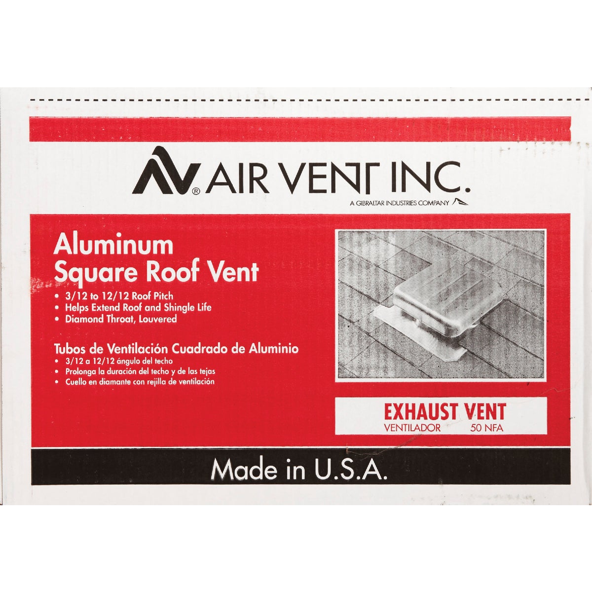 Airhawk 50 In. Mill Aluminum Square Roof Vent Image 2