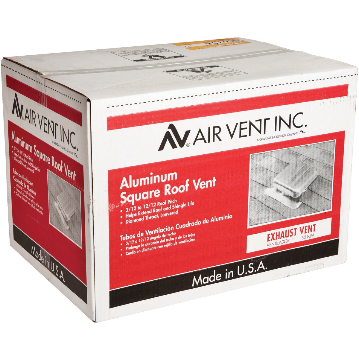 Airhawk 50 In. Mill Aluminum Square Roof Vent Image 3