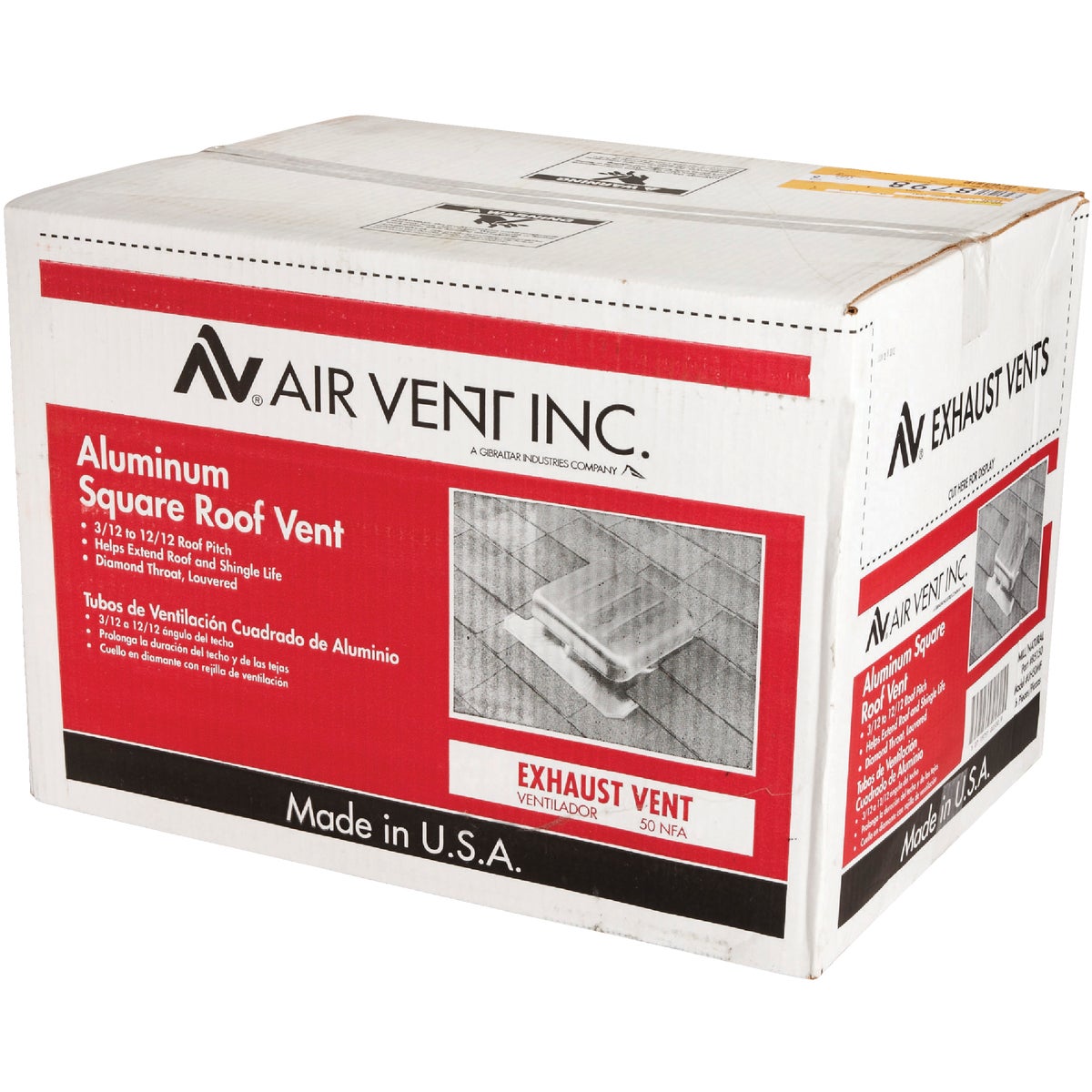 Airhawk 50 In. Mill Aluminum Square Roof Vent Image 4