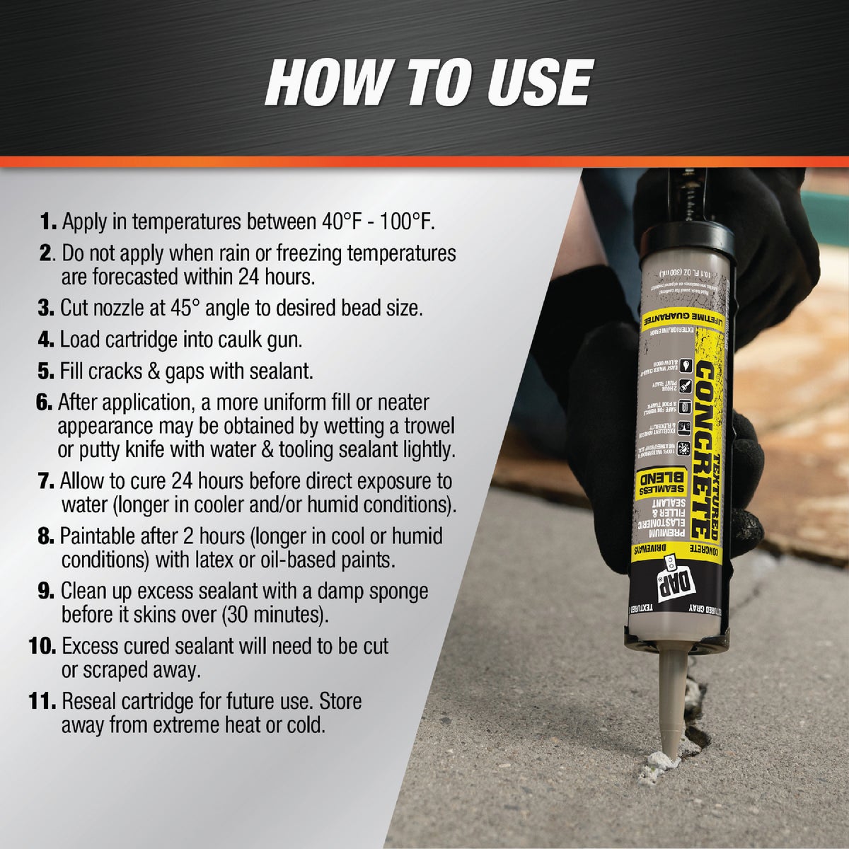 DAP 10.1 Oz. Textured Concrete Premium Elastomeric Latex Filler & Sealant Image 4