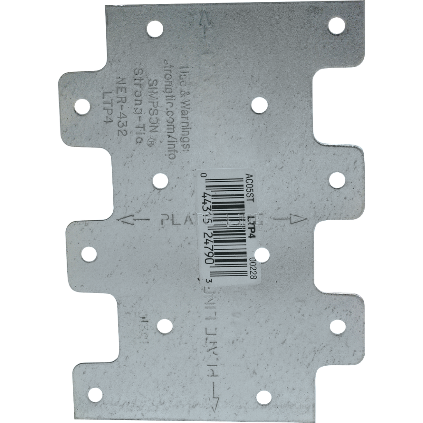 Simpson Strong-Tie 3 In. W x 4 1/4 In. L 20 ga Galvanized Steel Tie Plate Image 1