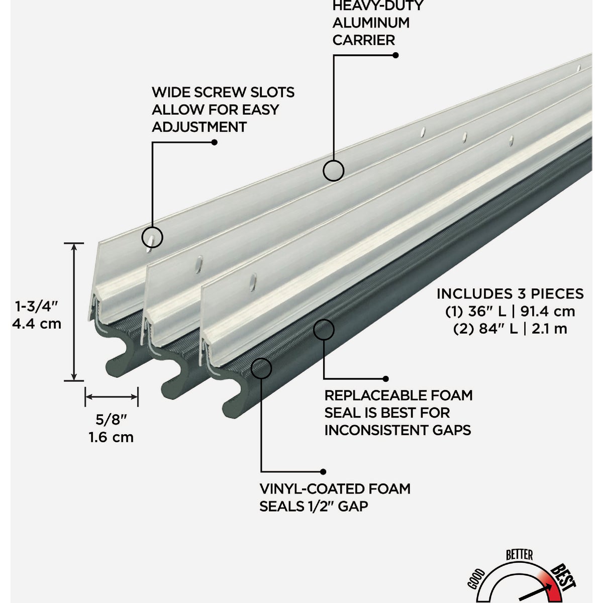 M-D Building Products Aluminum and Vinyl-coated Foam Heavy-duty Screw-on Top and Sides Door Seal Kit, Silver Image 2