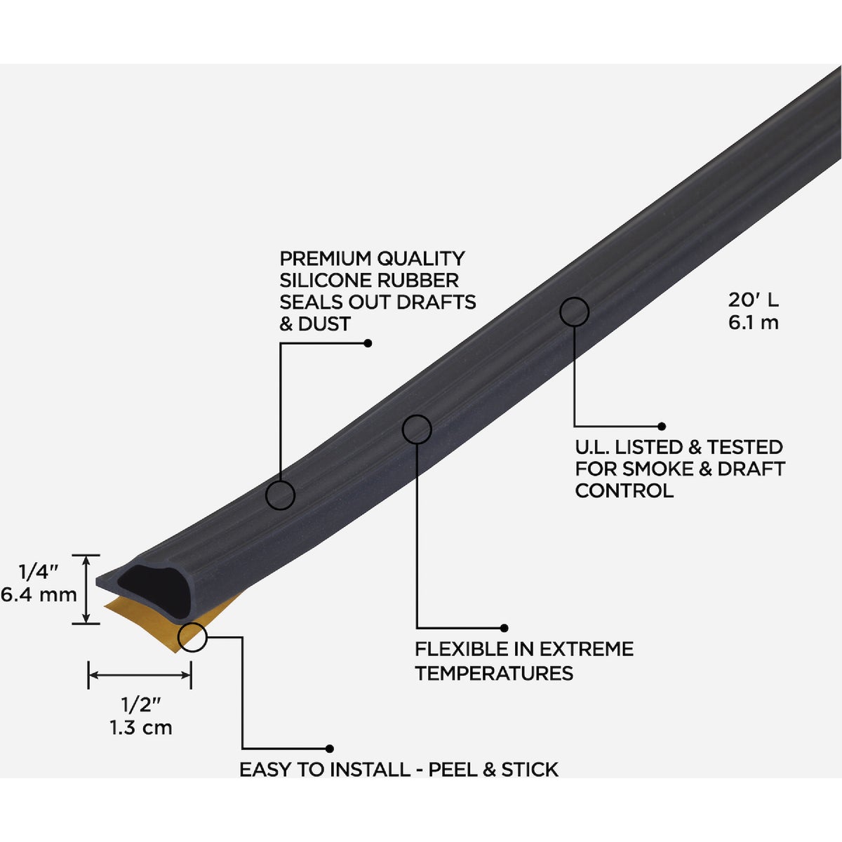 M-D Building Products 20 Ft. Black Silicone Gasket Seal for Doors and Windows Image 2