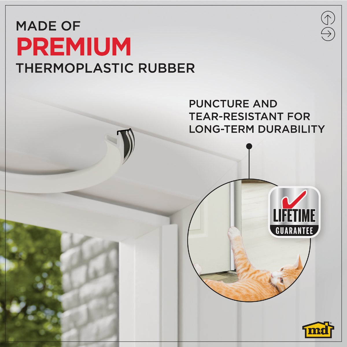 M-D Building Products 81 In. Premium Rubber PLATINUM Top and Sides Door Seal for Doors with Kerf/Channel, White Image 3