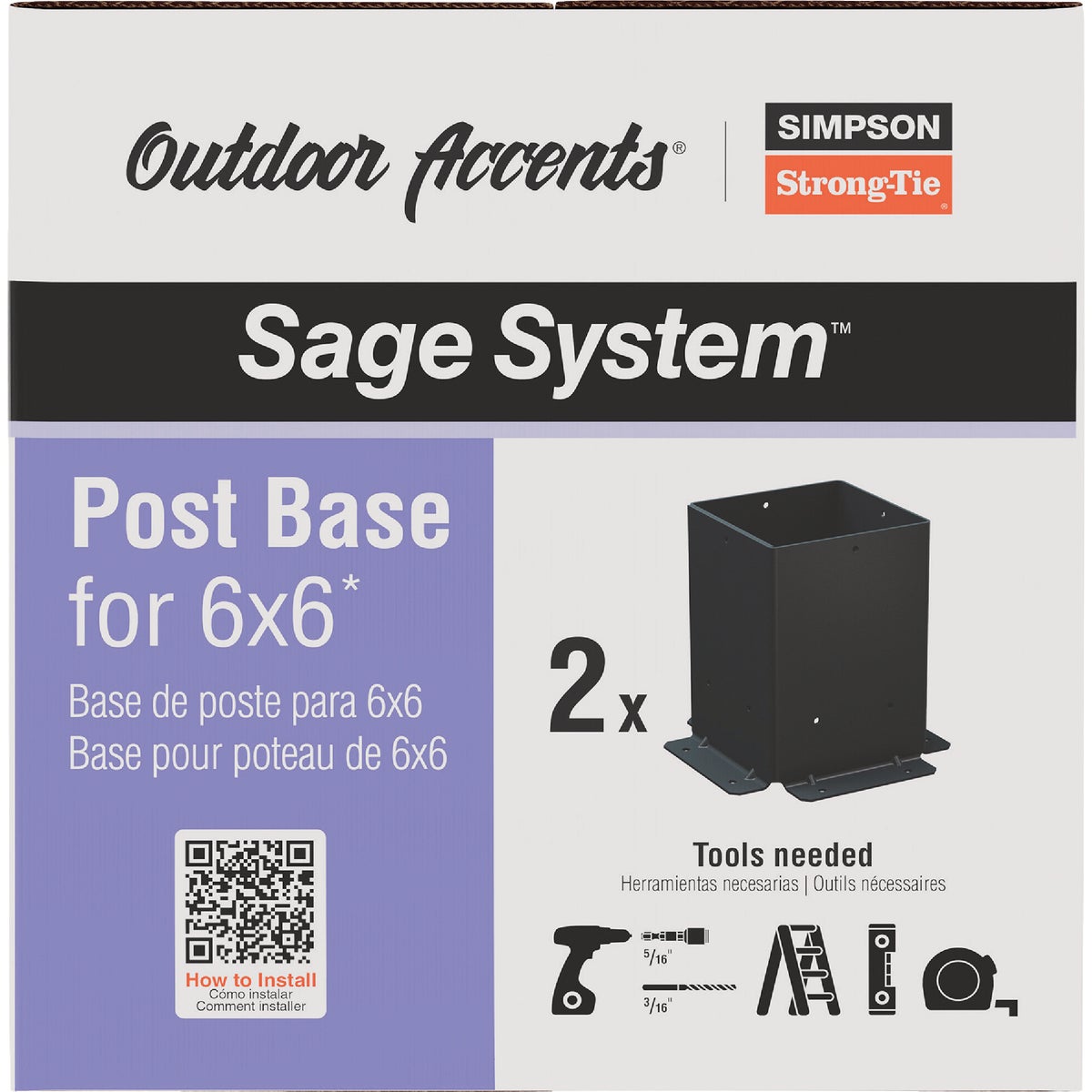 Simpson Strong-Tie Outdoor Accents Sage System Black Powder-Coated Post Base for 6x6 with Screws (2-Pack) Image 4