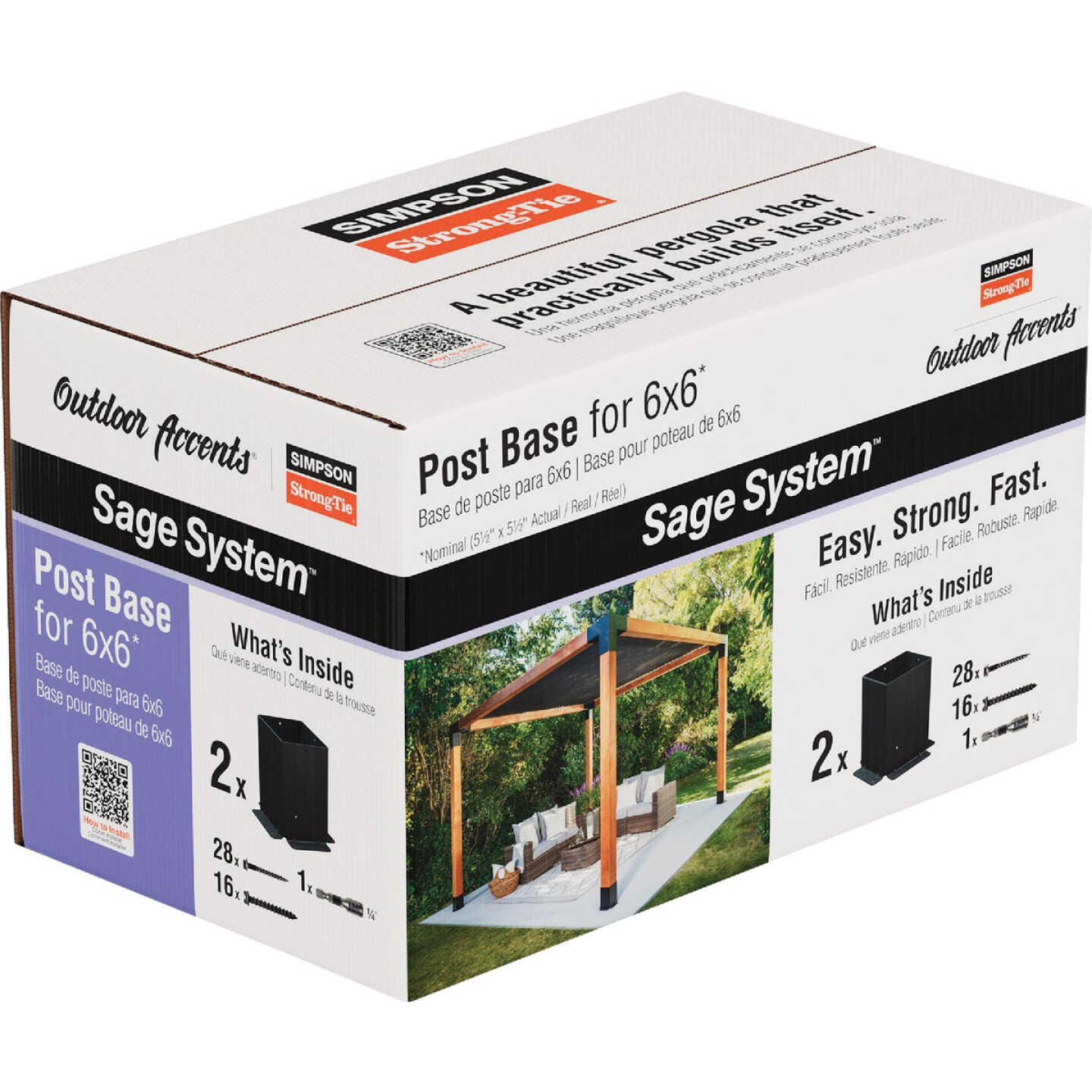 Simpson Strong-Tie Outdoor Accents Sage System Black Powder-Coated Post Base for 6x6 with Screws (2-Pack) Image 1