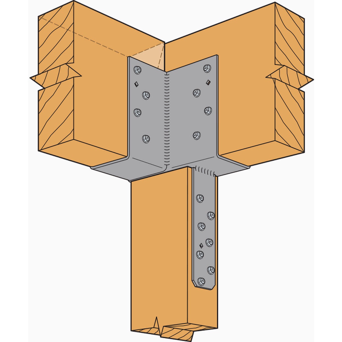 Simpson Strong-Tie ECCLLQ L-Shape End Column Cap for 4x Beam, 6x Post with Strong-Drive SDS Screws, Skewed Left Image 2
