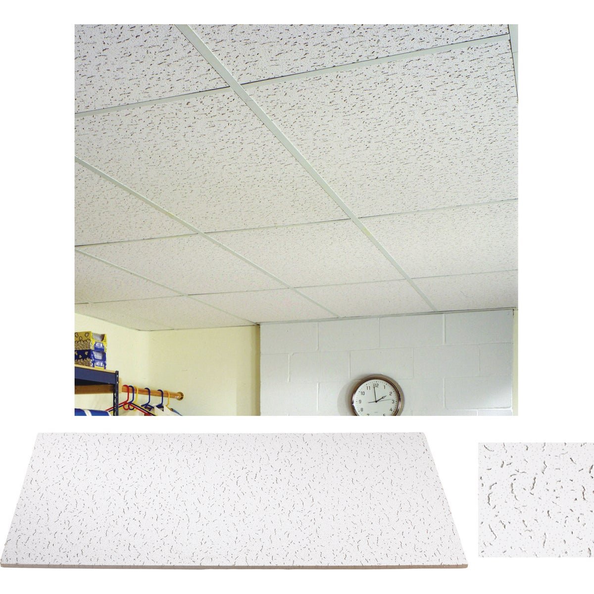 USG Fissured Basic 2 Ft. x 4 Ft. Square Edge Acoustical Ceiling Panels (8-Count)