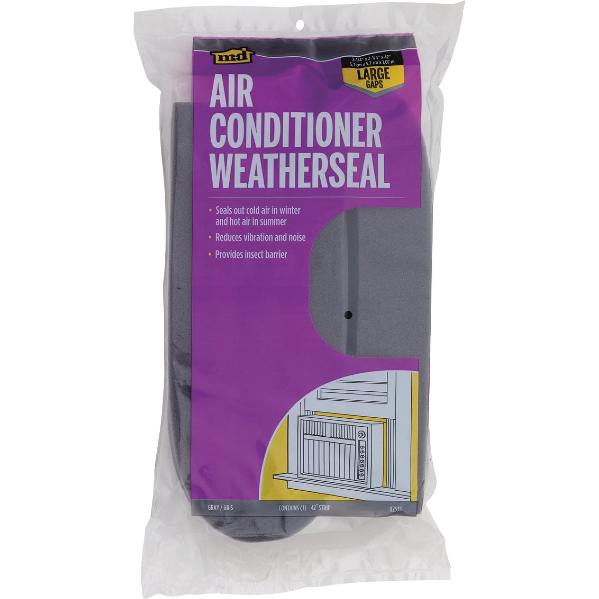 M-D Building Products 2-1/4 In. X 42 In. Gray Air Conditioner Weatherseal for Window Units Image 4