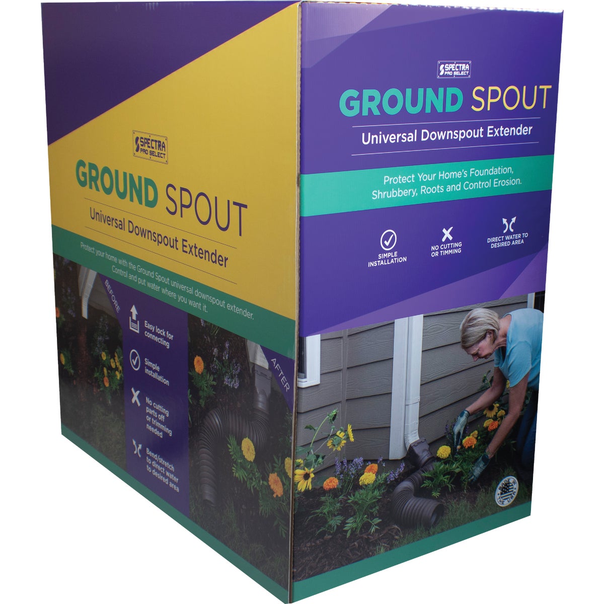 Spectra Metals Ground Spout 22 In. to 48 In. Black K-Style Polypropylene Downspout Extender Image 2