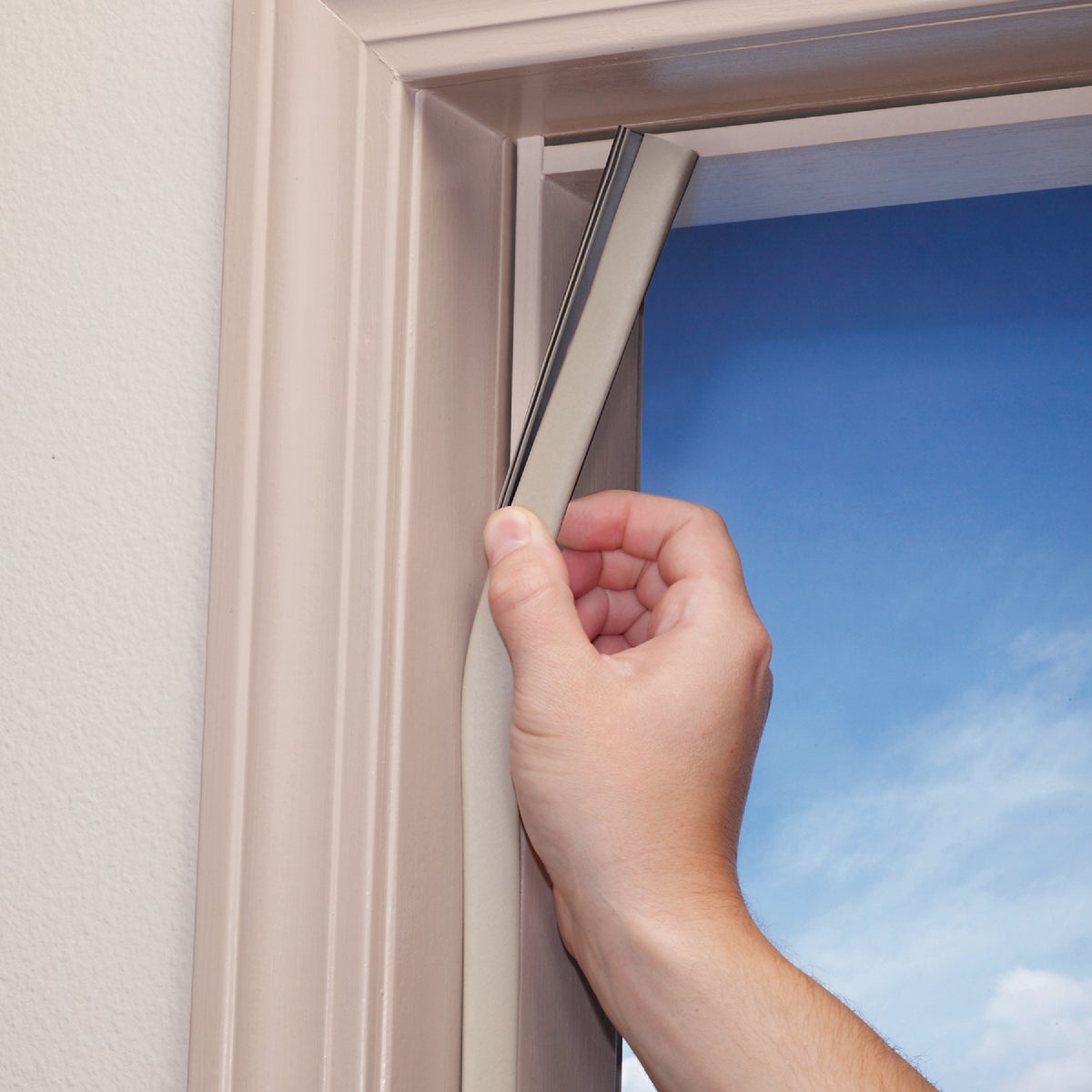 M-D Building Products 81 In. Vinyl-Coated Foam Top and Sides Door Seal for Doors with Kerf/Channel, Beige Image 6