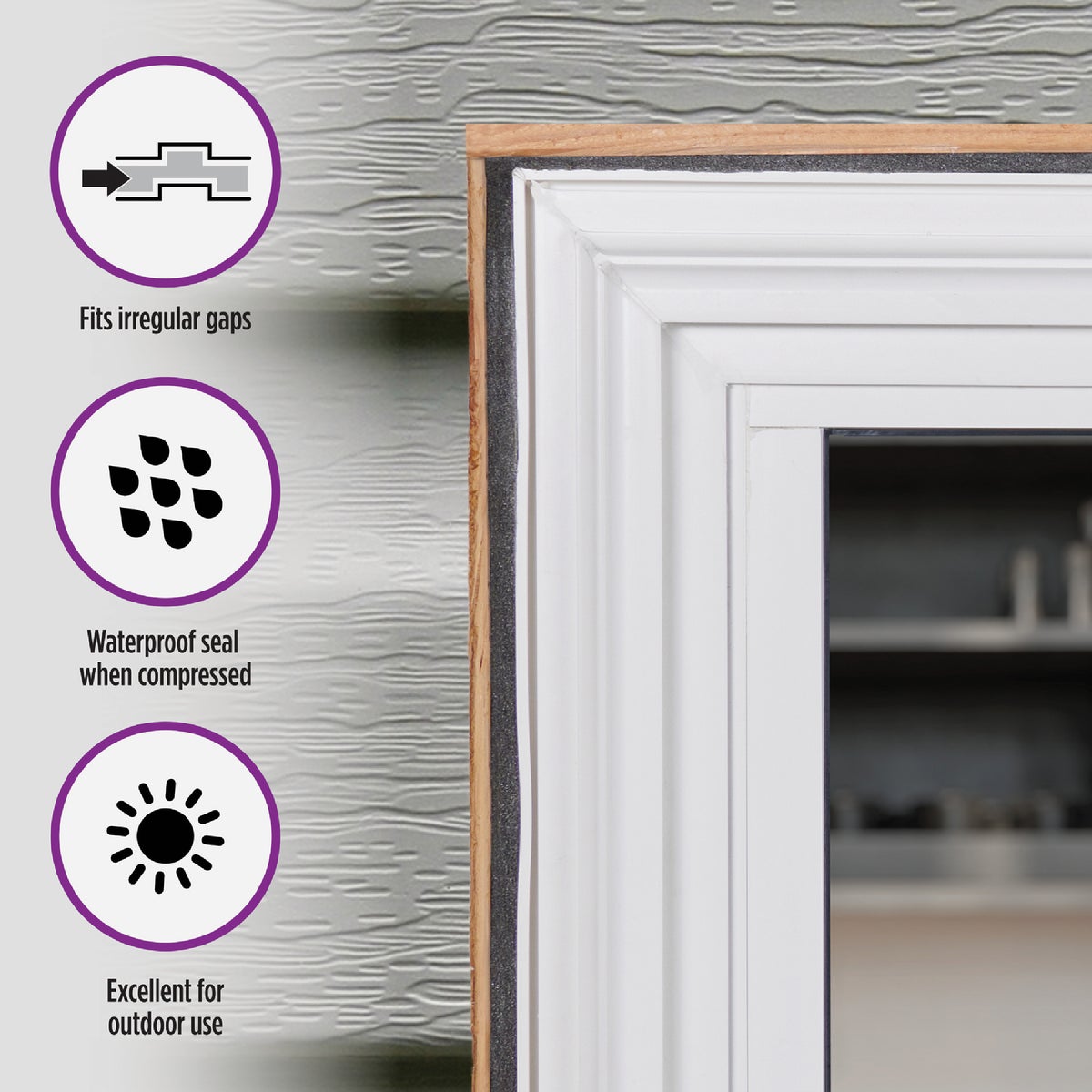 M-D Building Products PLATINUM 1 In. Black Expandable Foam Weatherseal for Uneven Gaps Image 4