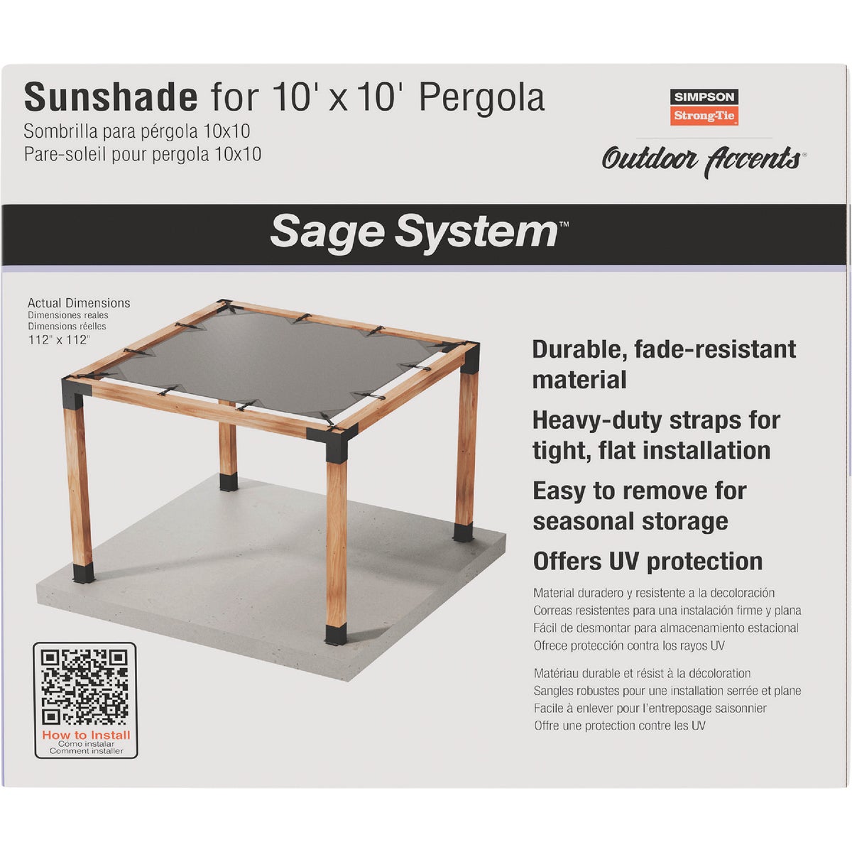 Simpson Strong-Tie Outdoor Accents Sage System Sunshade for 10 Ft. x 10 Ft. Pergola, Gray Image 4