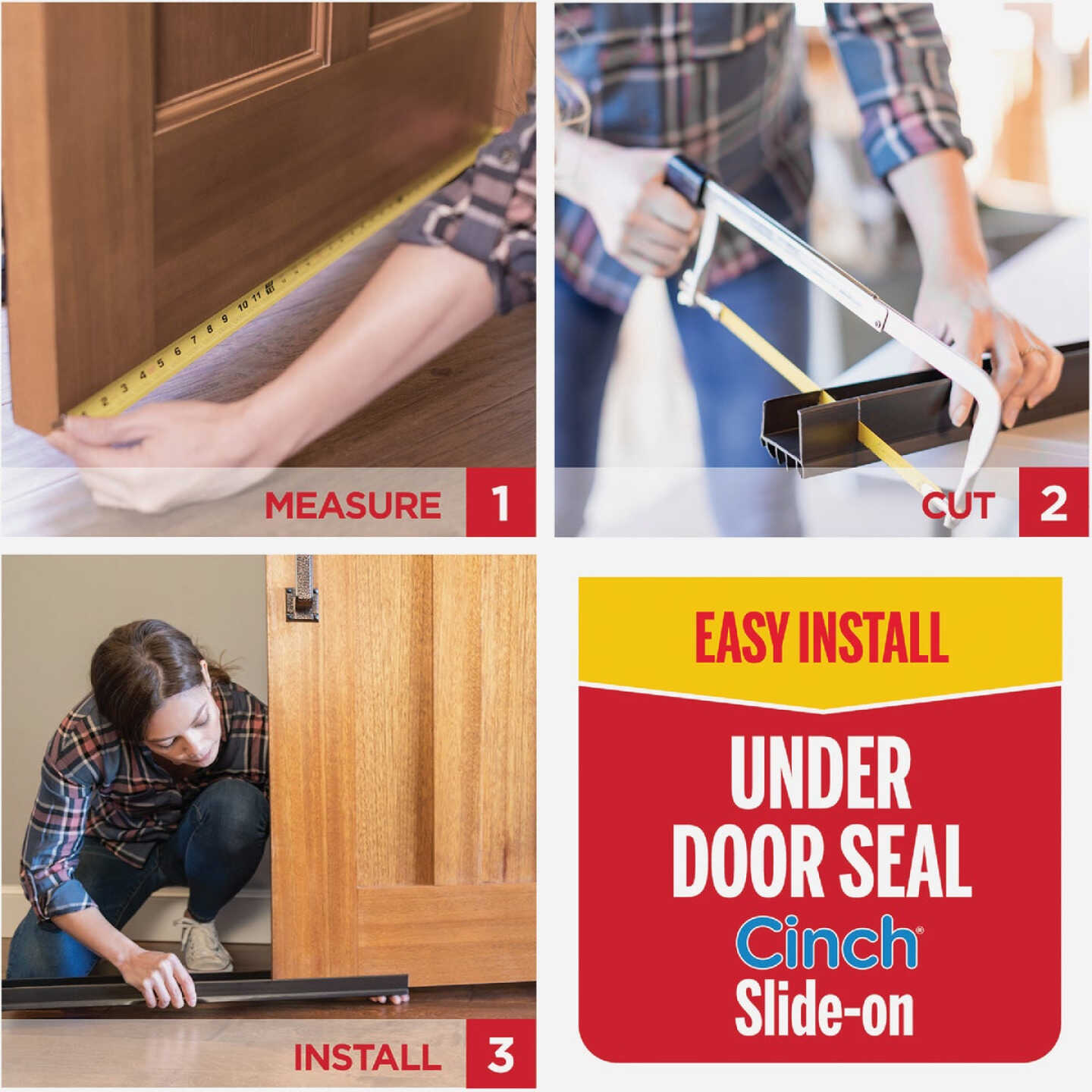 M-D Building Products CINCH 1.375 In. W. x 2.125 In. H. x 32 In. L. Vinyl & Rubber Brown Door Bottom Image 5