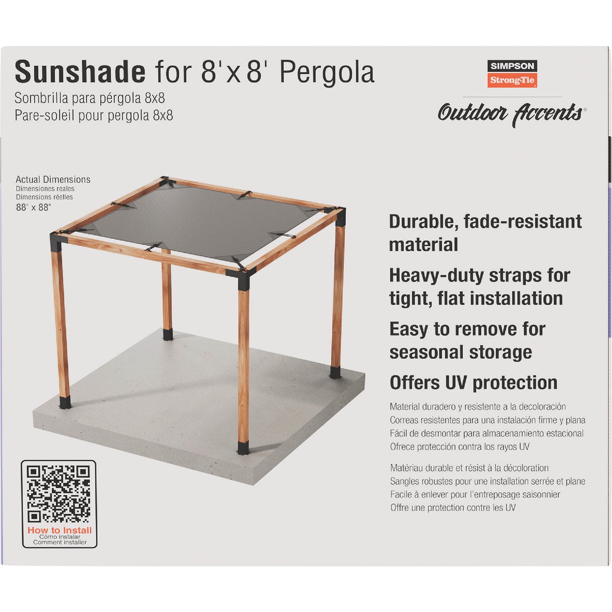 Simpson Strong-Tie Outdoor Accents Sage System Sunshade for 8 Ft. x 8 Ft. Pergola, Gray Image 5