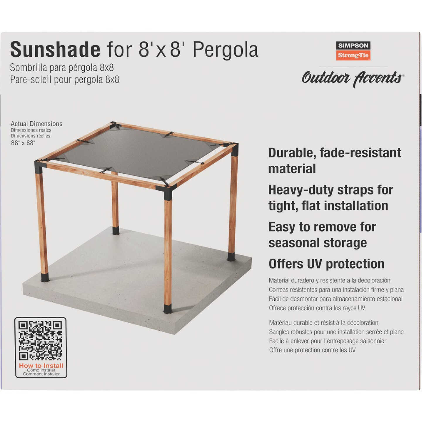 Simpson Strong-Tie Outdoor Accents Sage System Sunshade for 8 Ft. x 8 Ft. Pergola, Gray Image 5