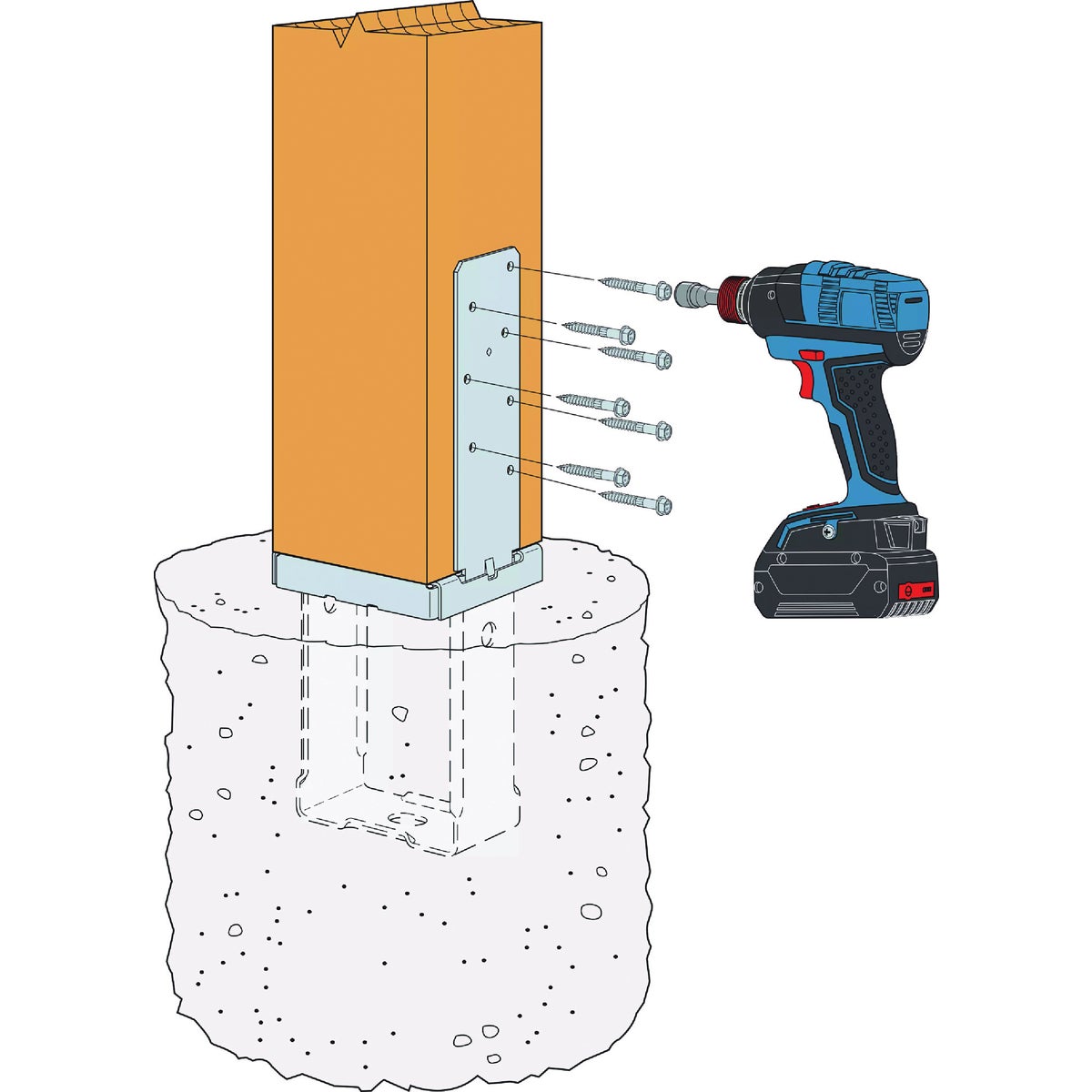 Simpson Strong-Tie ZMAX 4 In. x 6 In. 12 ga Standoff Column Base Image 2