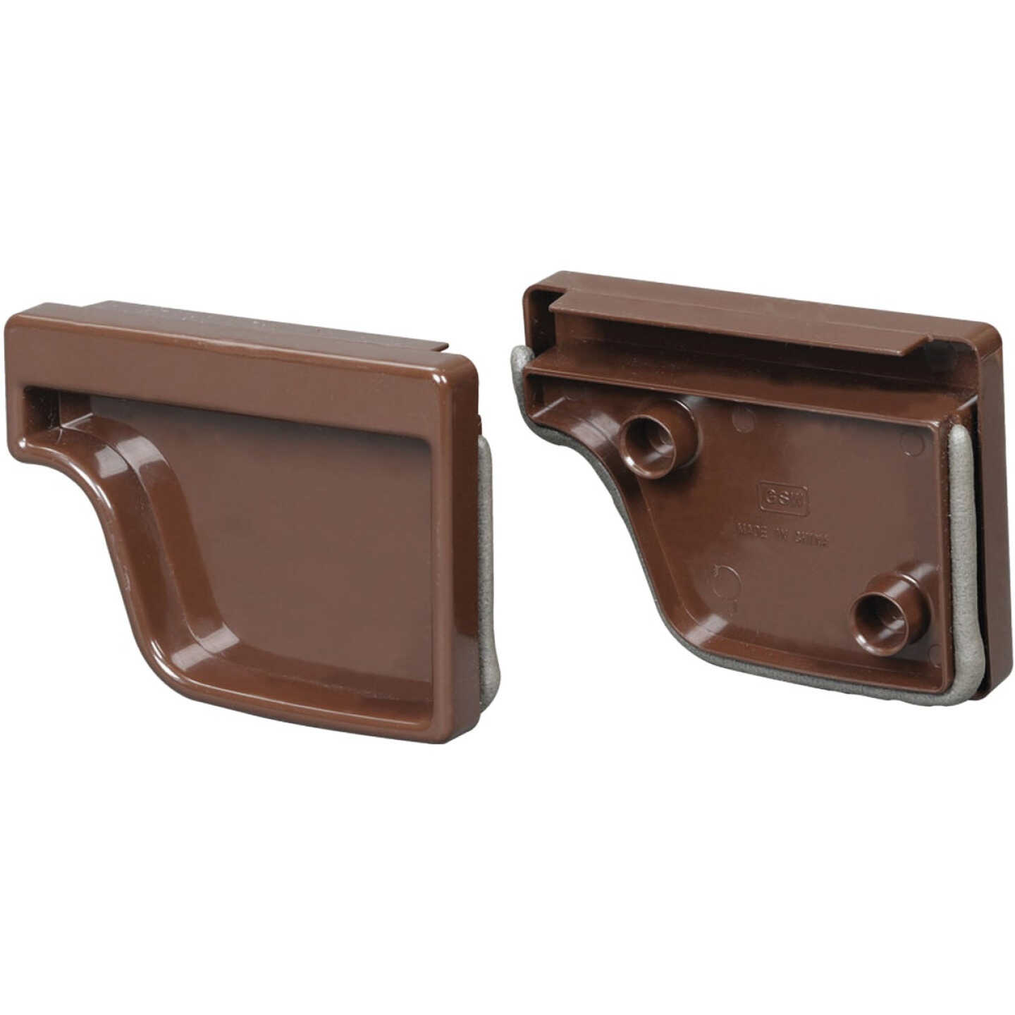 Amerimax 5 In. Traditional K-Style Brown Vinyl Gutter End Cap, Pair Image 1