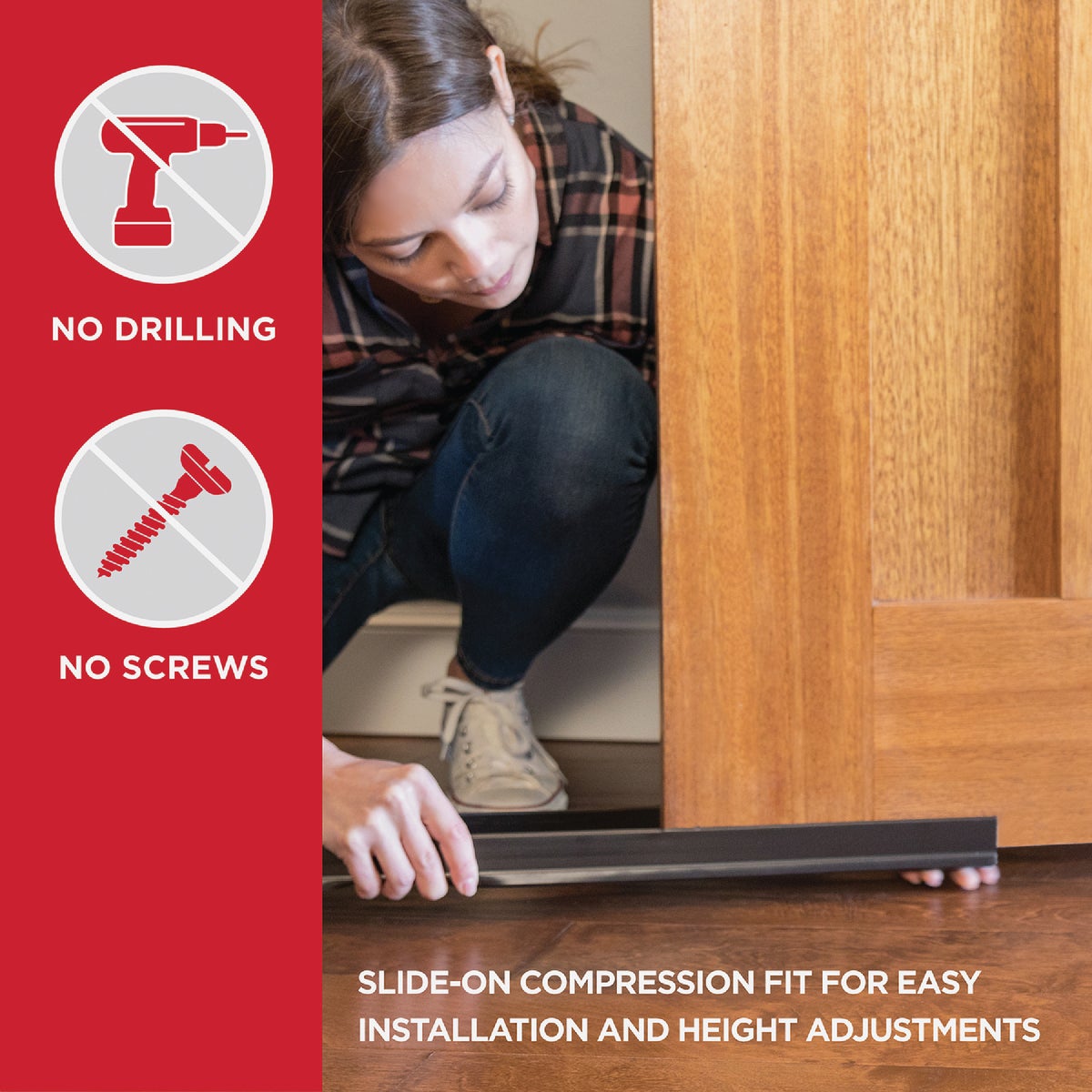 M-D Building Products CINCH 1.375 In. W. x 2.125 In. H. x 32 In. L. Vinyl & Rubber White Door Bottom Image 3