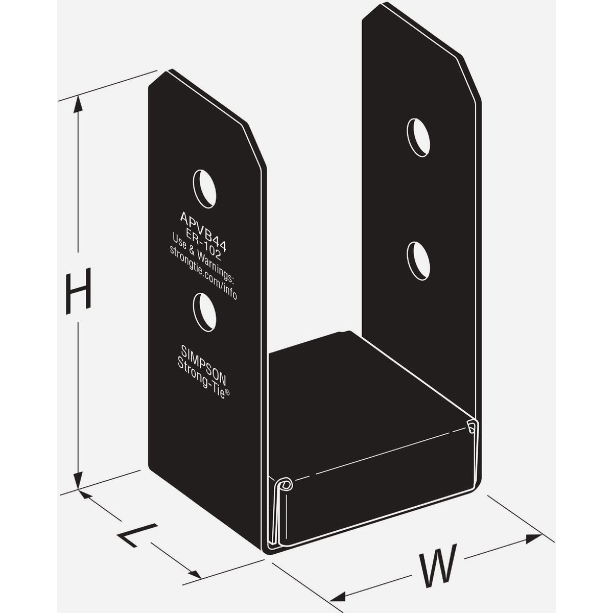 Simpson Strong-Tie Outdoor Accents Avant Collection ZMAX 4X4 Black Rough Post Base Image 2