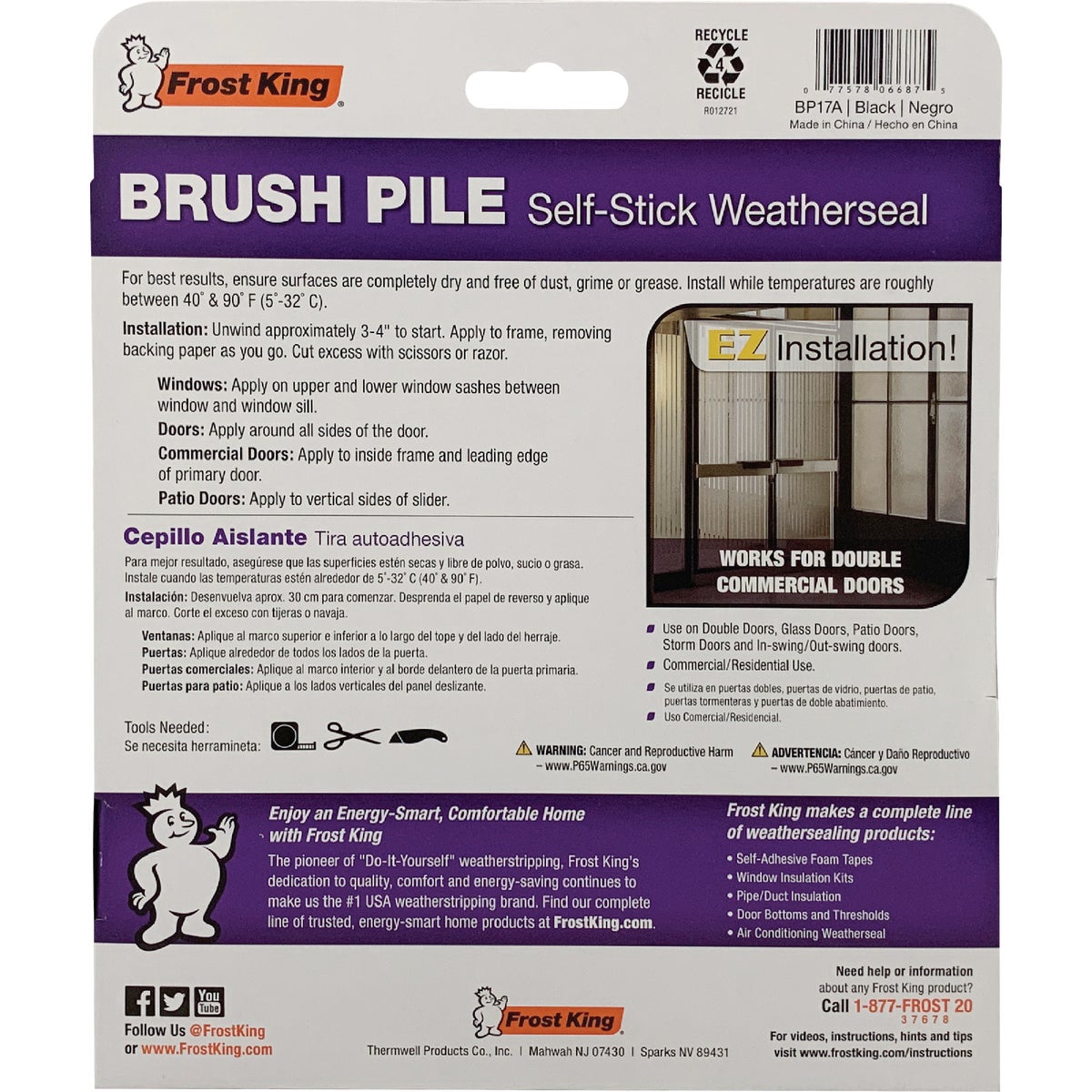 Frost King 1/4 In. x 3/8 In. x 17 Ft. Brush Pile Self-Stick Weatherseal Image 3