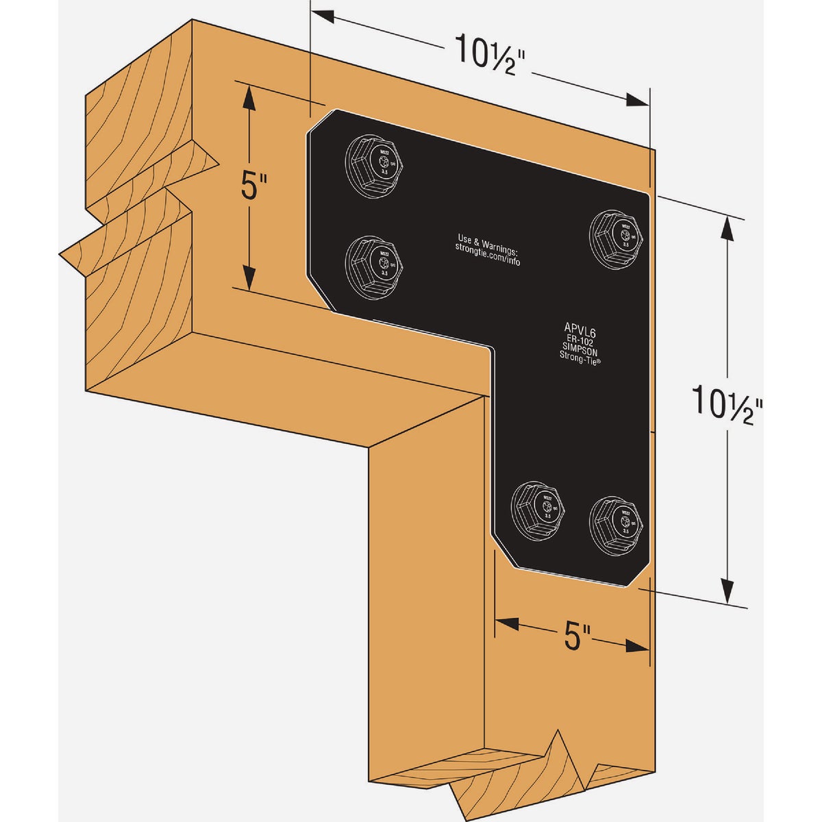 Simpson Strong-Tie Outdoor Accents Avant Collection ZMAX 6X6 Black L Strap Image 3