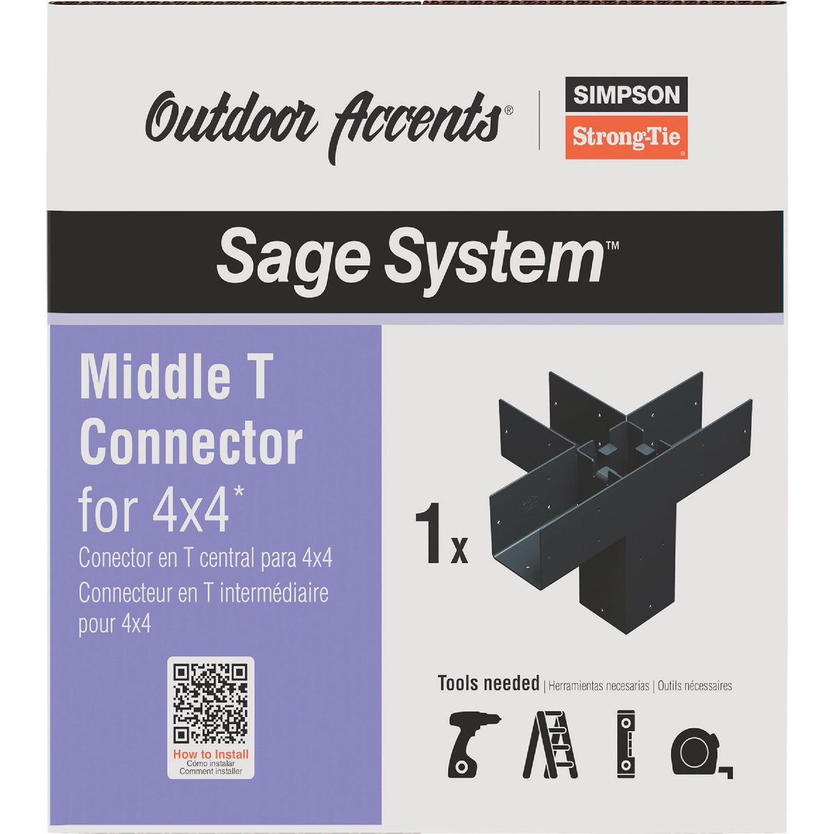 Simpson Strong-Tie Outdoor Accents Sage System Black Powder-Coated Middle-T Connector for 4x4 with Screws Image 5